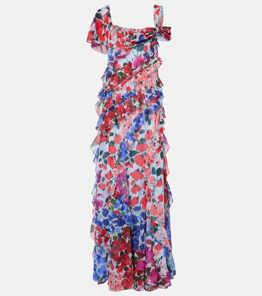 carolina herrera floral ruffled chiffon gown