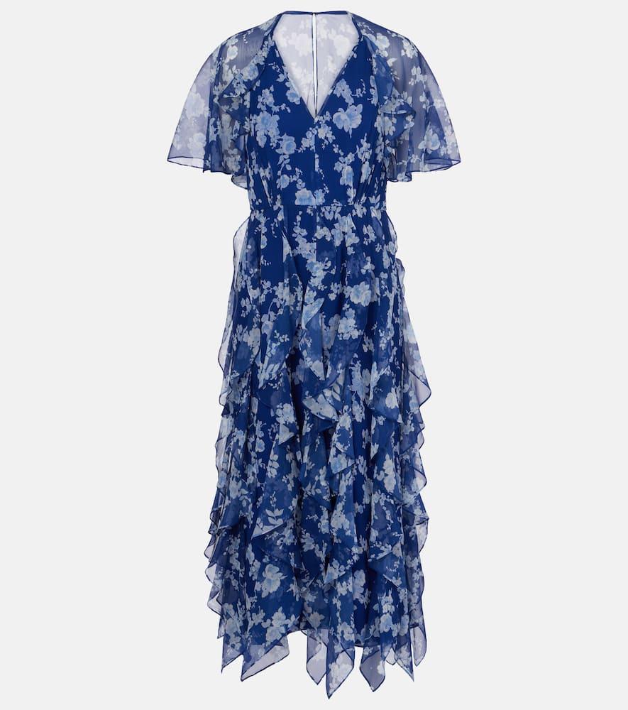 carolina herrera floral ruffled chiffon midi dress