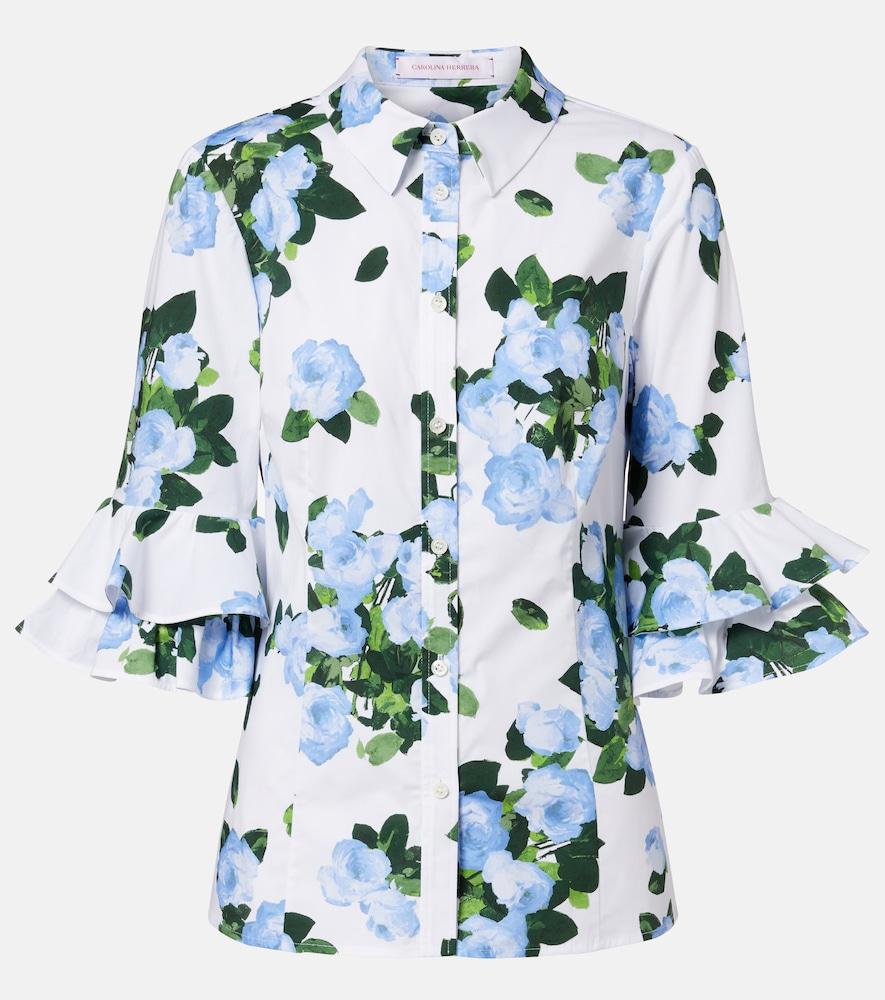 carolina herrera floral ruffled cotton