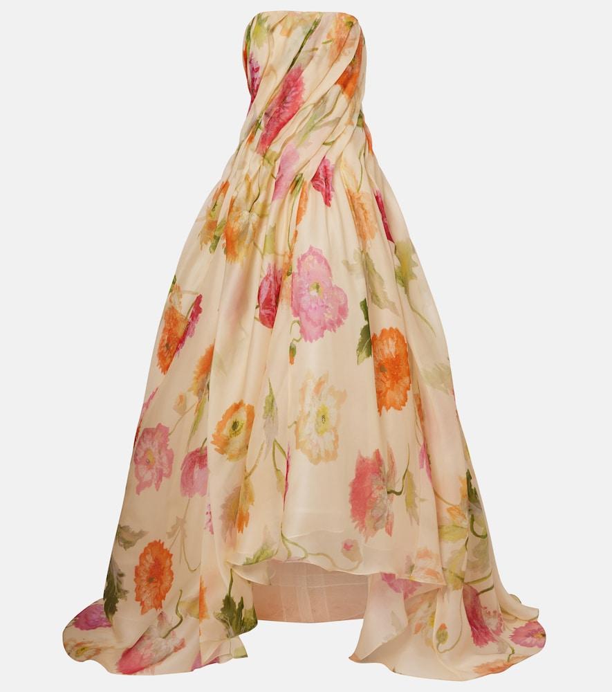 carolina herrera floral silk crêpe organza bustier gown