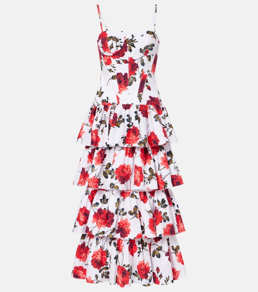 carolina herrera floral tiered cotton