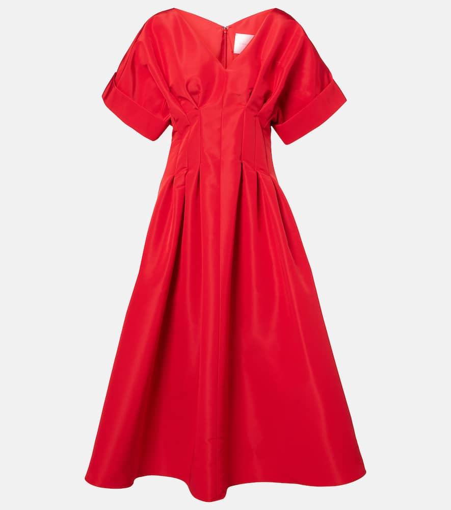 carolina herrera gathered silk midi dress