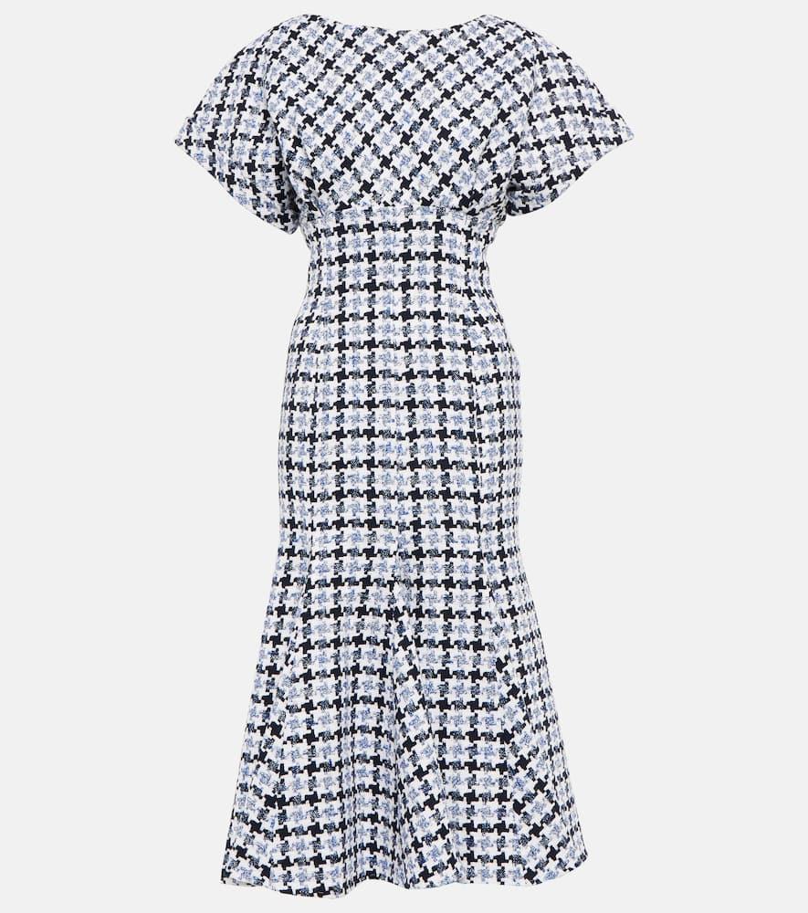 carolina herrera houndstooth tweed midi dress