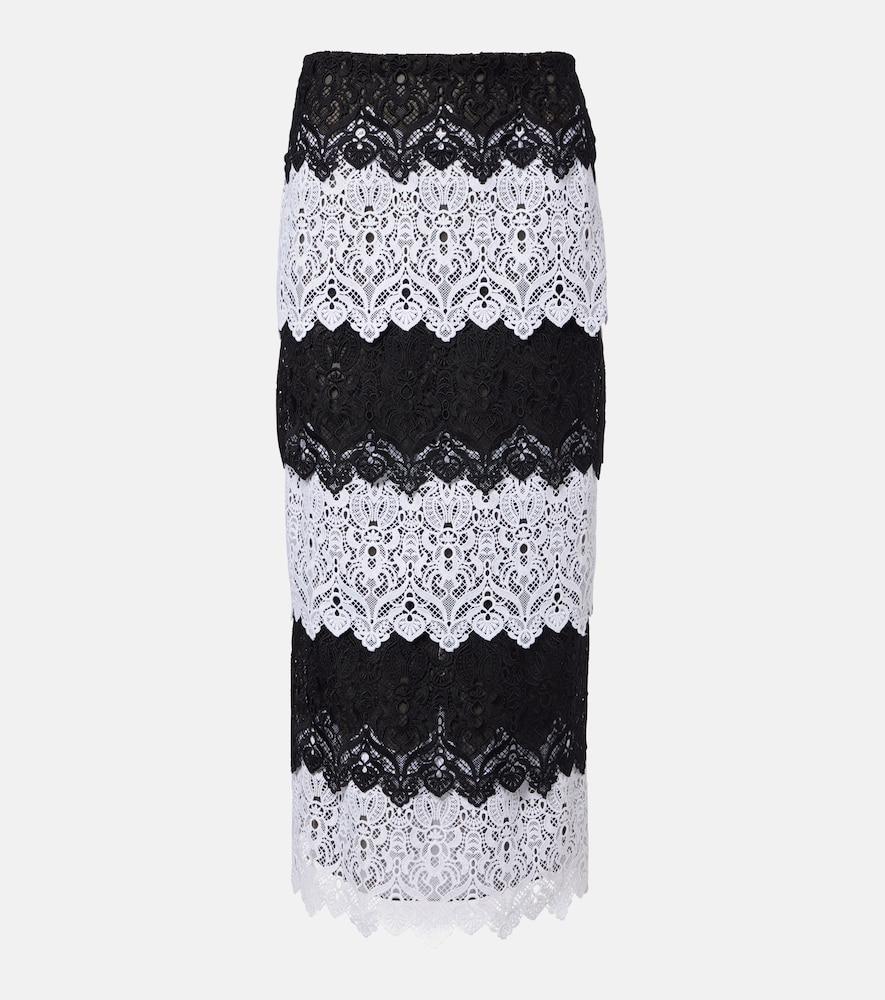carolina herrera lace midi skirt