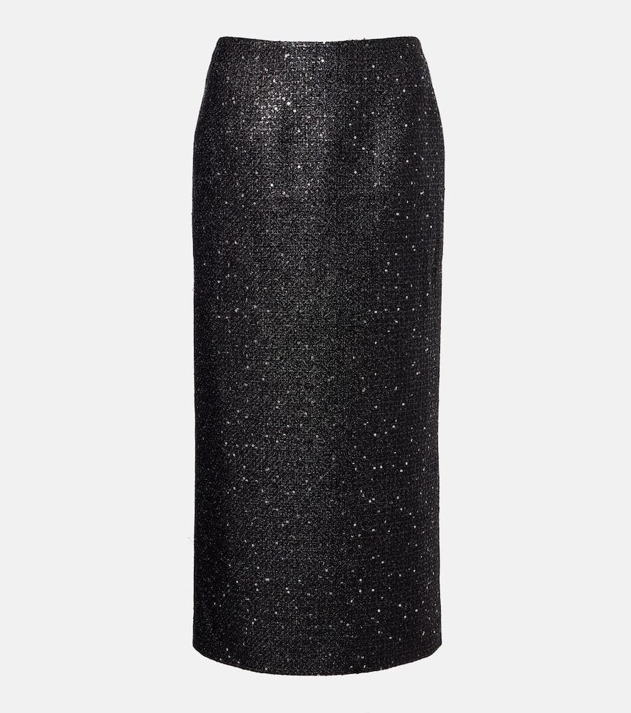 carolina herrera sequined lamé tweed pencil skirt