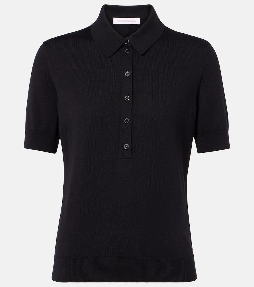 carolina herrera silk and cotton-blend polo shirt