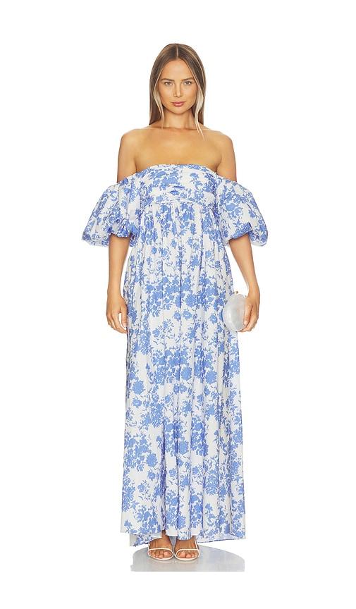 caroline constas emilia maxi dress in white,baby blue.
