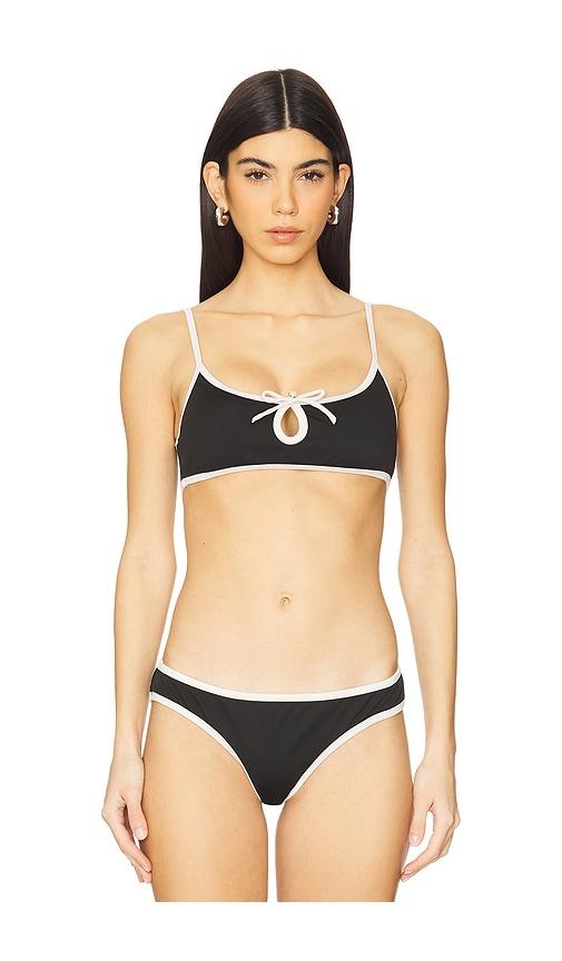 caroline constas gillian keyhole bikini top in black.