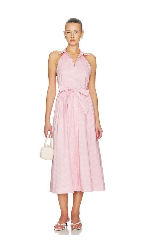 caroline constas hadley midi dress in pink.