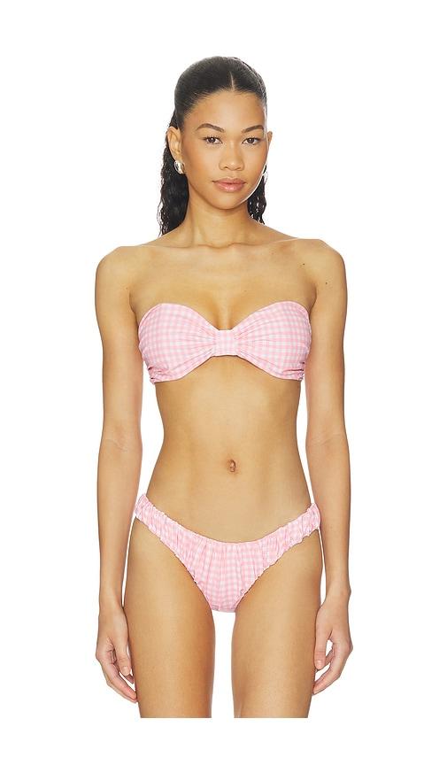 caroline constas maria bikini top in pink.