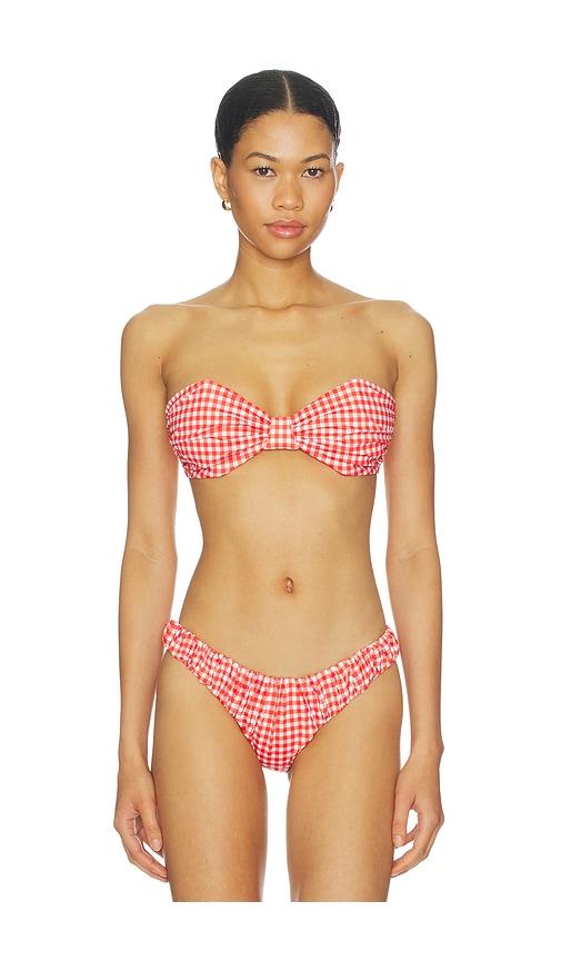 caroline constas maria bikini top in red.