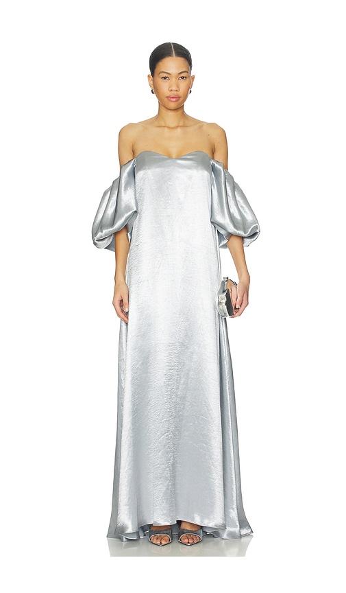 caroline constas palmer gown in baby blue.