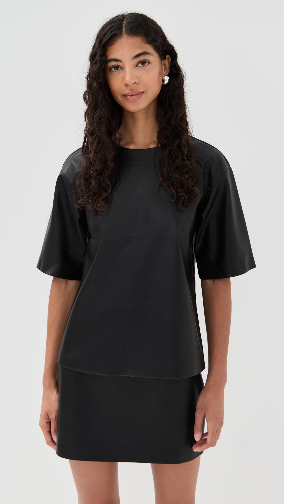 caroline faux leather tee