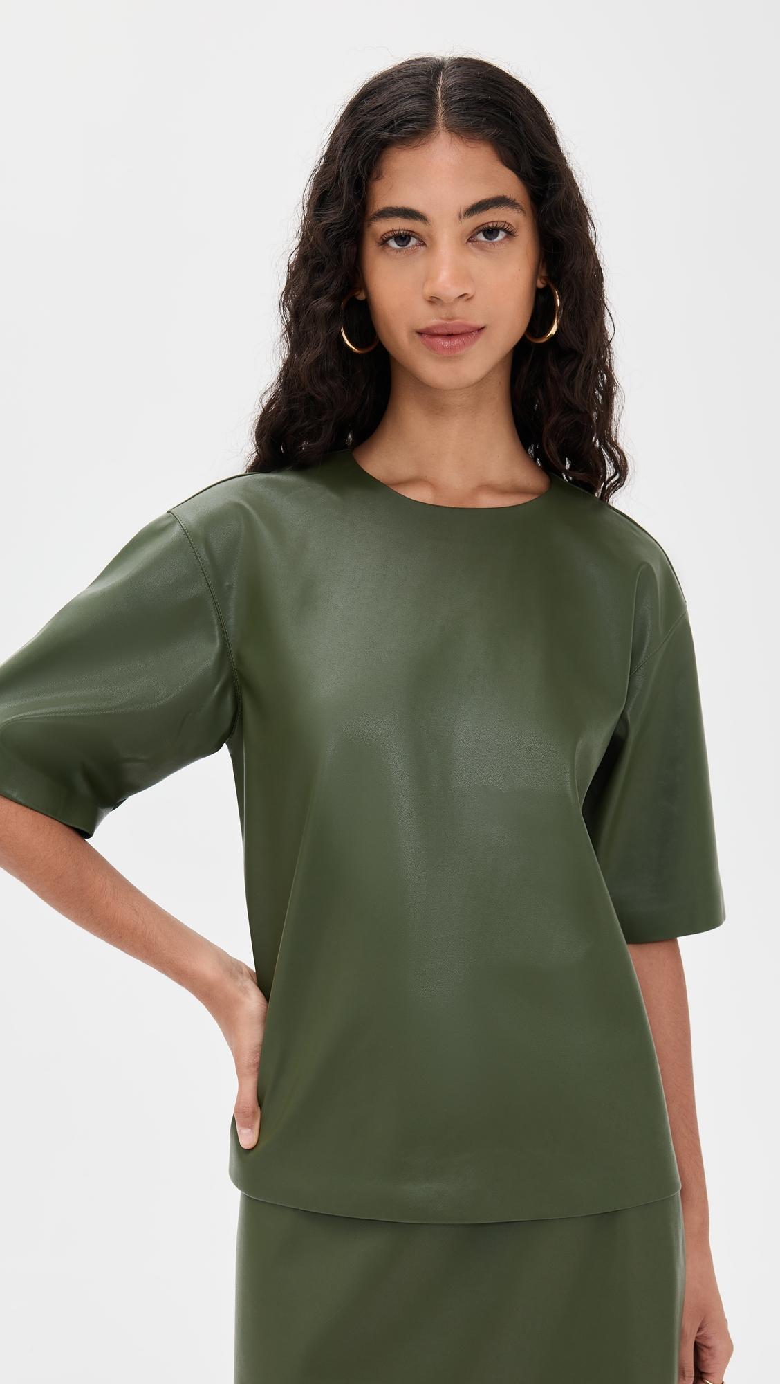 caroline faux leather tee