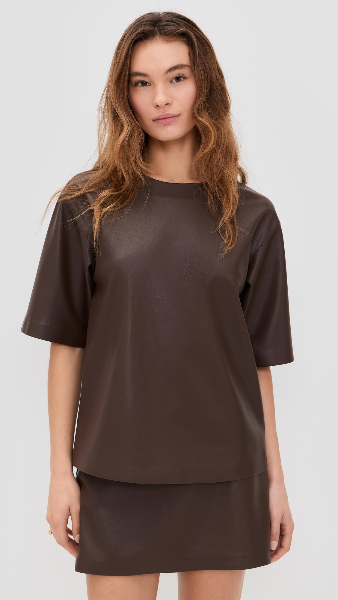 caroline faux leather tee