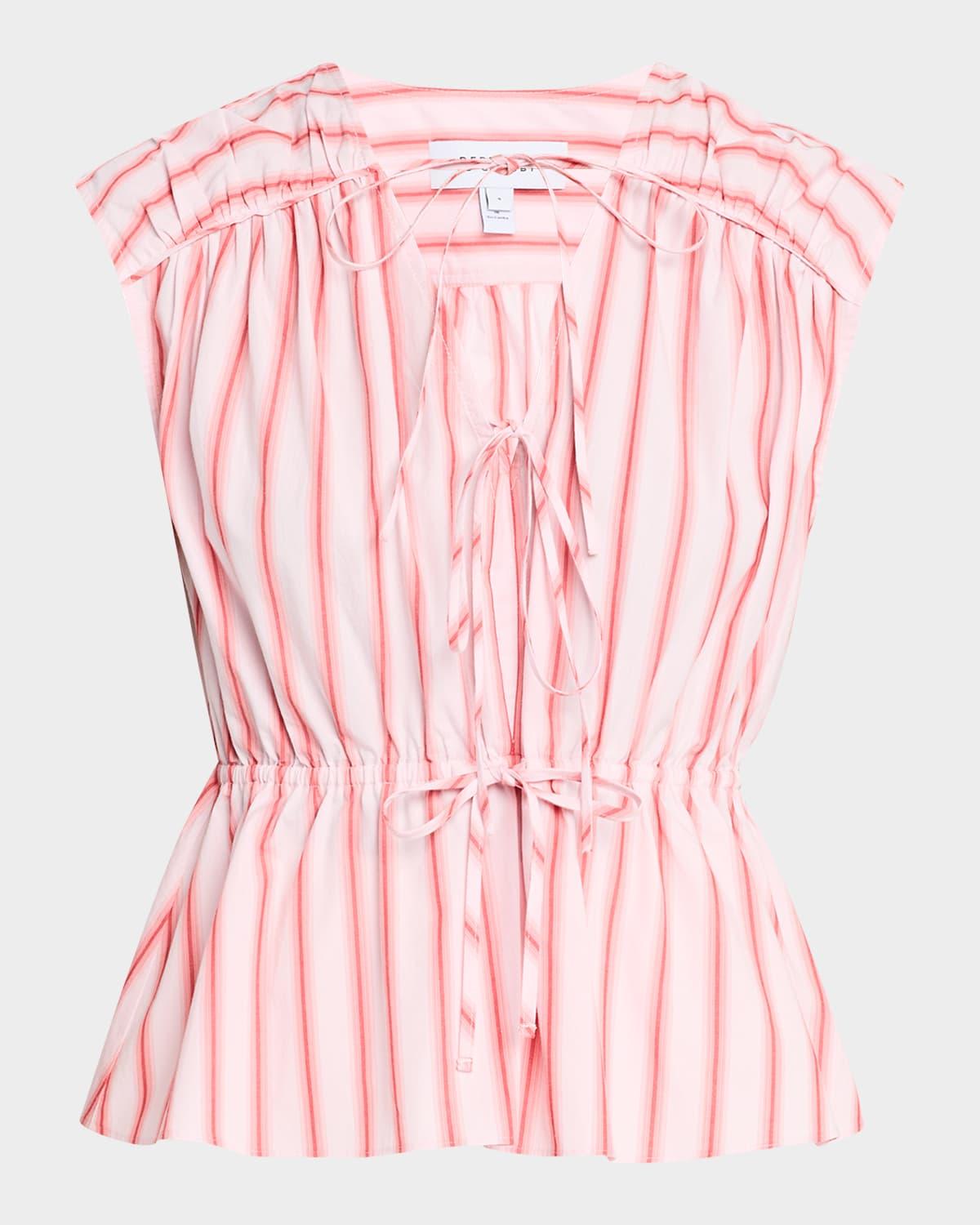 caroline striped double-tie top