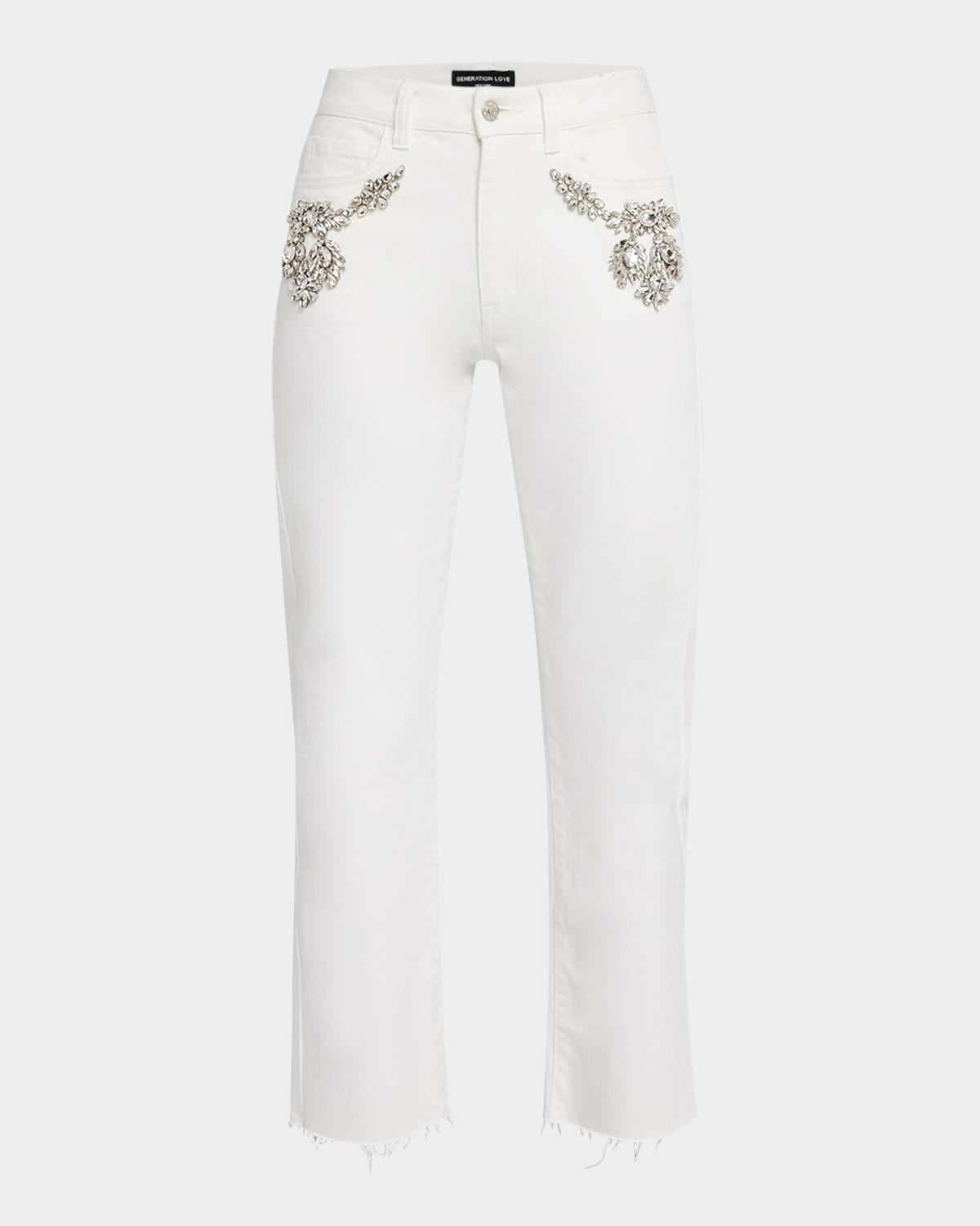 carolyn embellished straight crop jeans