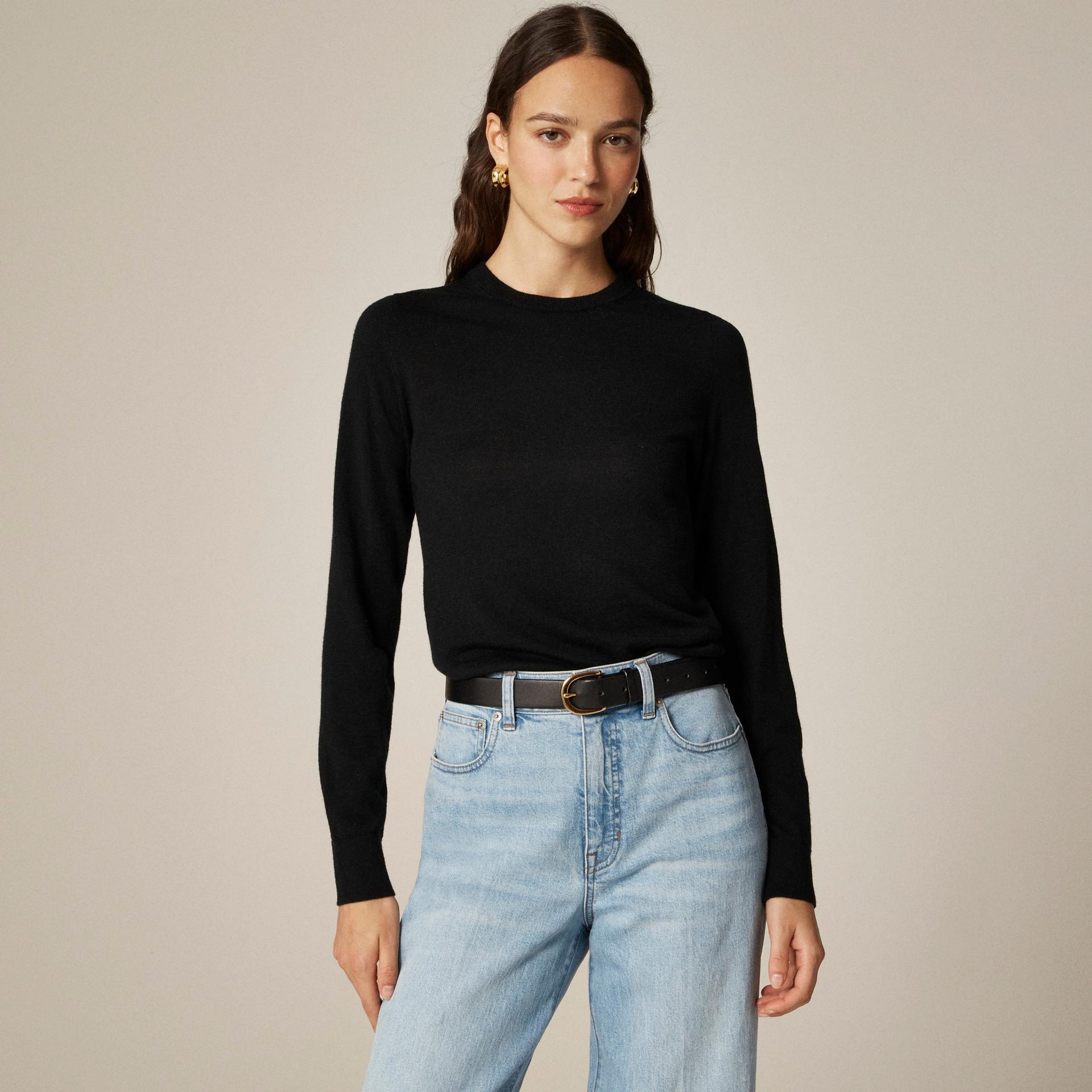 carolyn fitted crewneck sweater in polka-dot merino wool