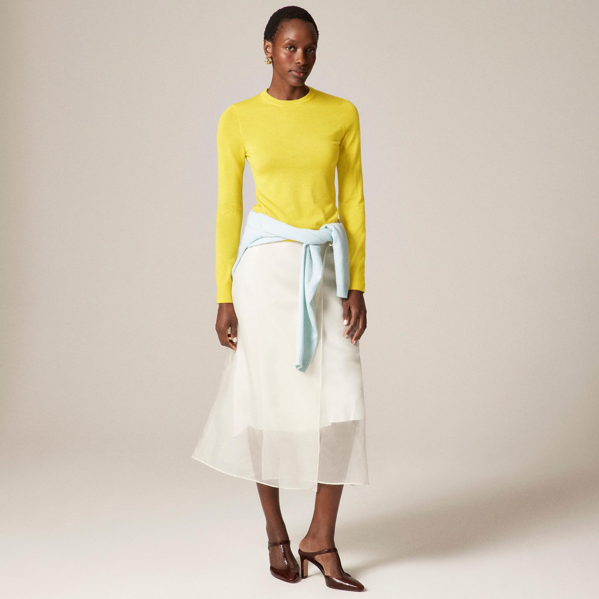 carolyn fitted crewneck sweater in polka-dot merino wool