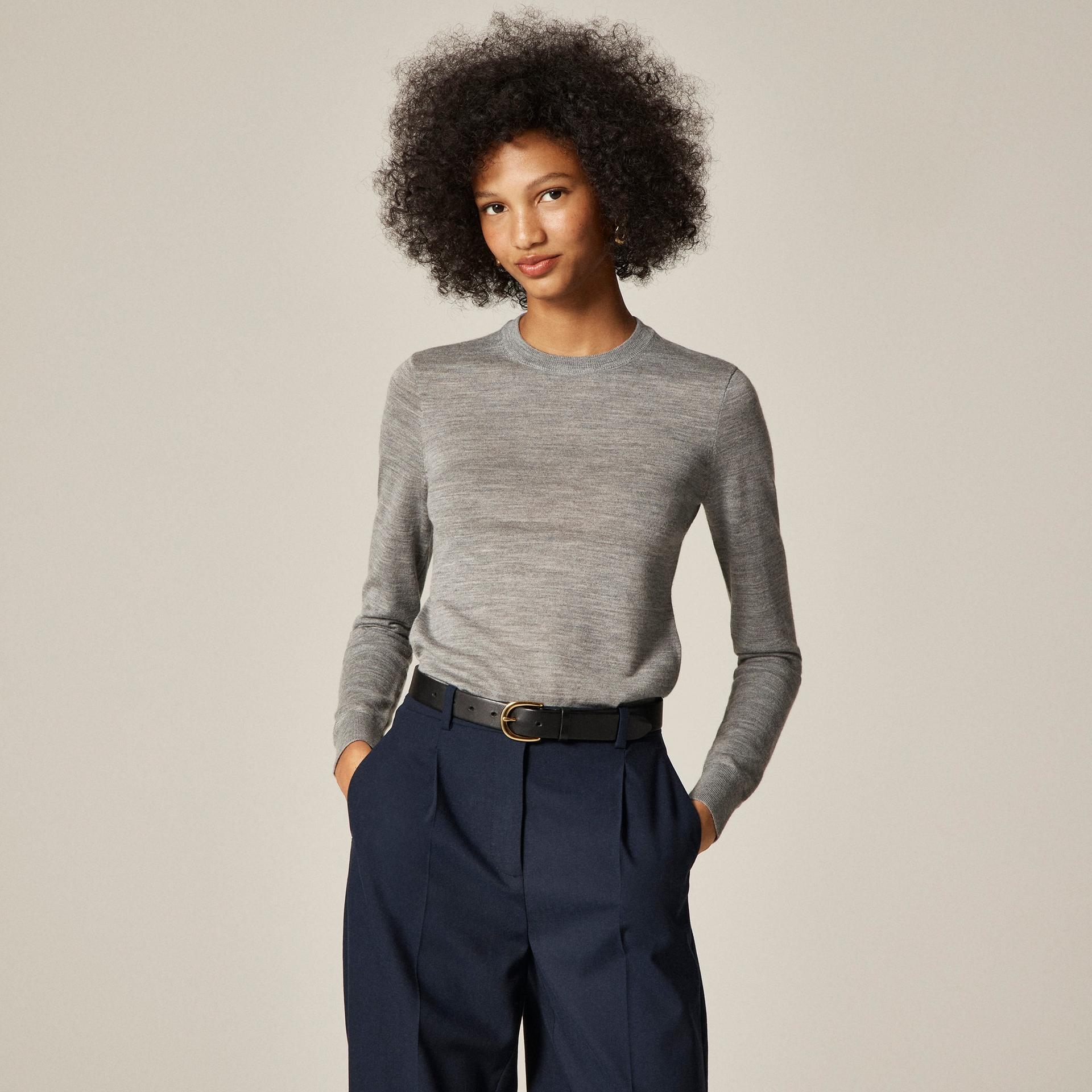 carolyn fitted crewneck sweater in polka-dot merino wool