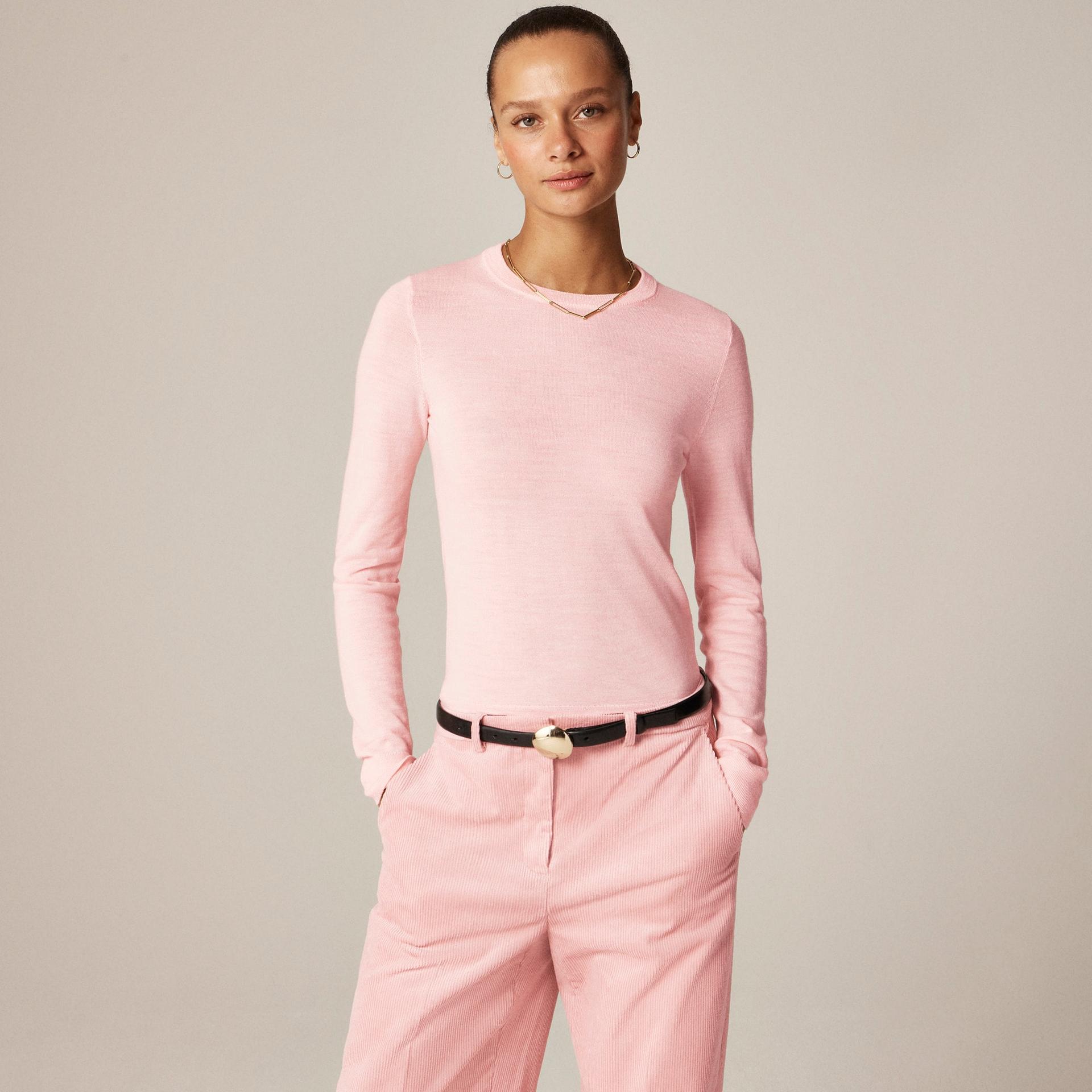 carolyn fitted crewneck sweater in polka-dot merino wool