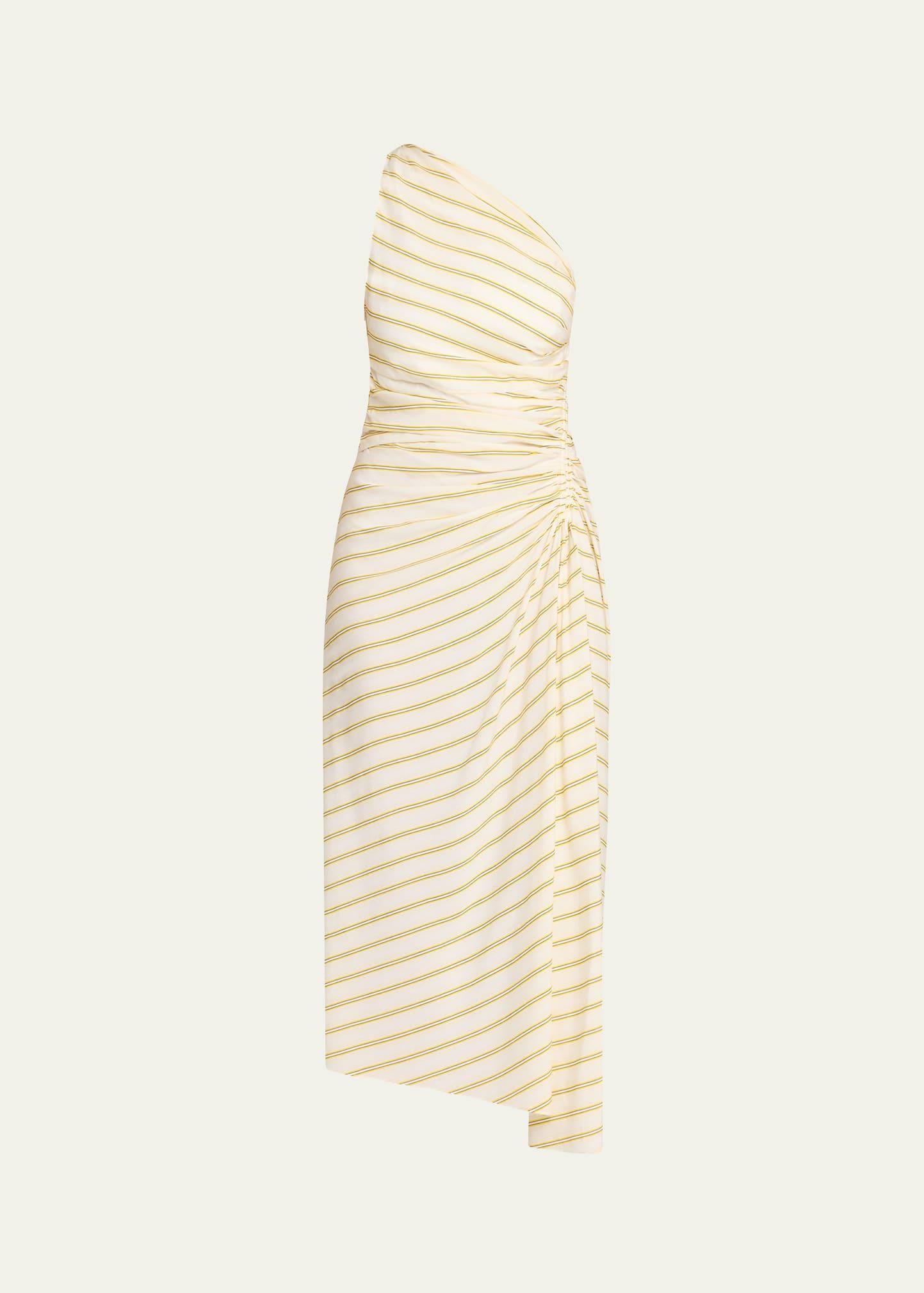 carolyn striped one-shoulder midi dress