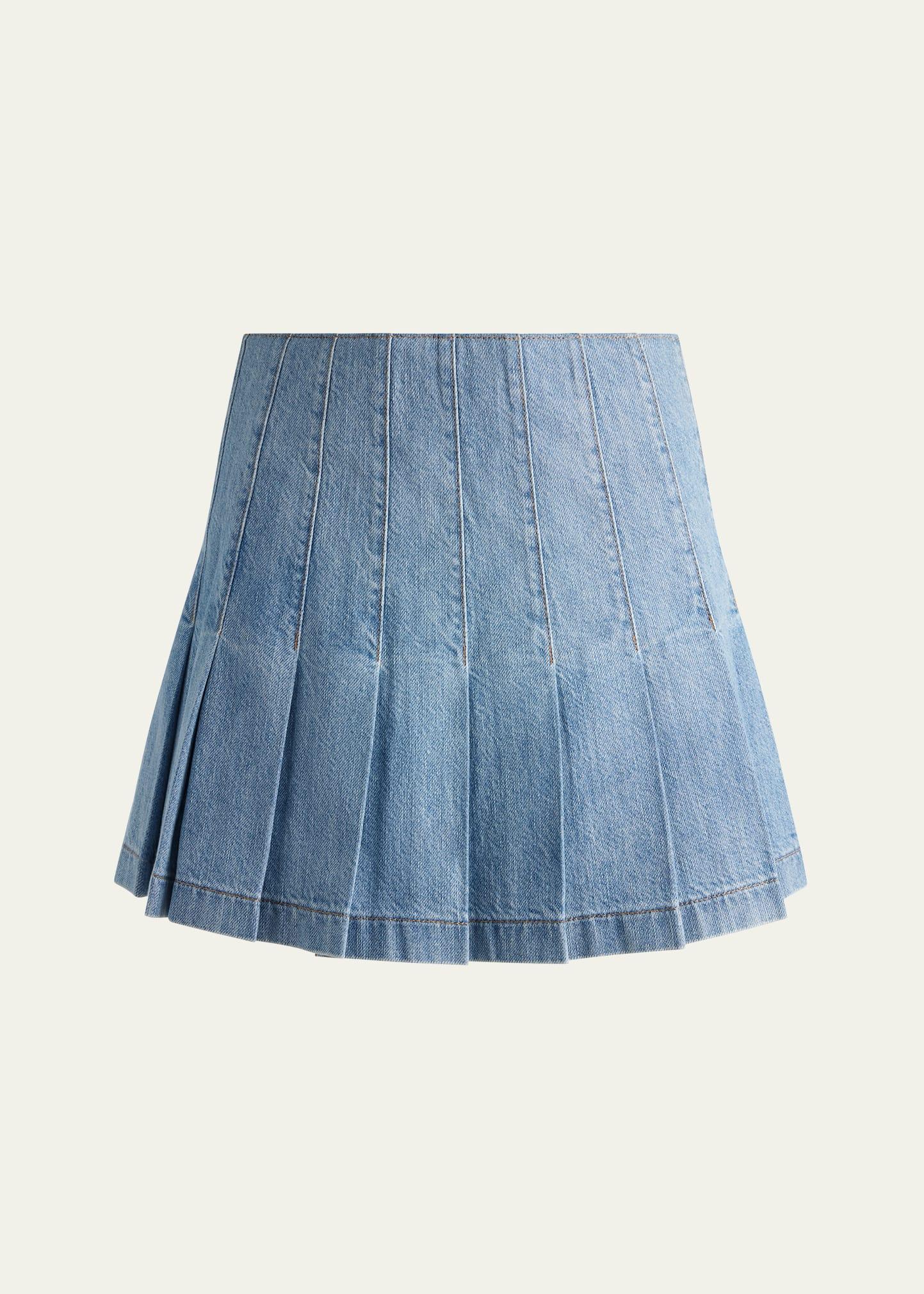 carter pleated denim mini skirt