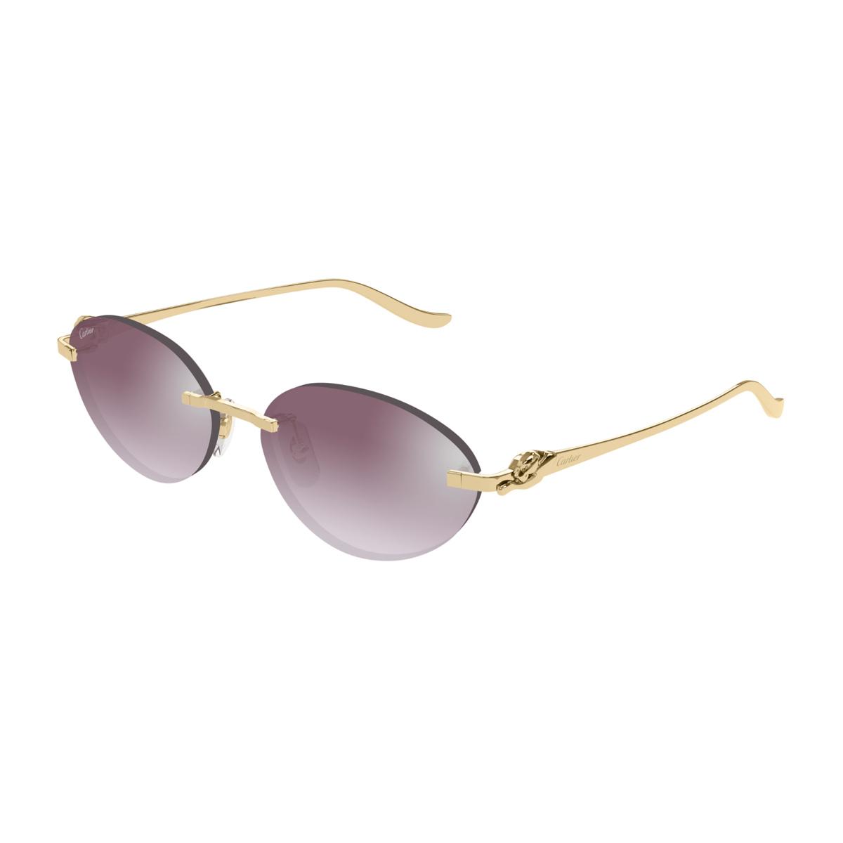 cartier ct0504s panthère de 004 gold violet oro metal occhiali da sole - women