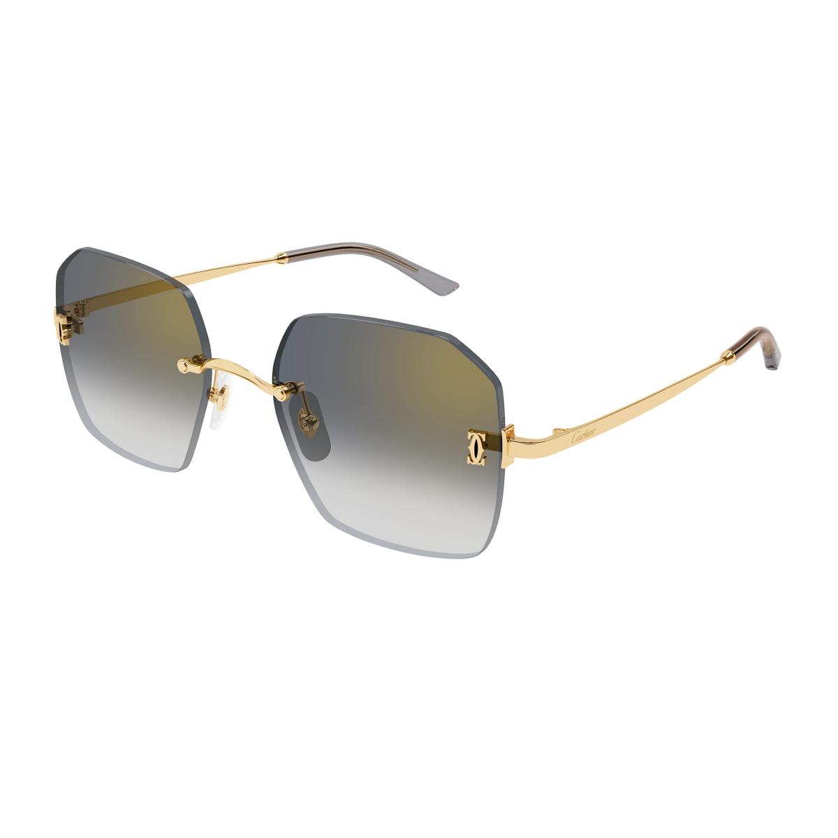 cartier ct0591s c de 001 gold grey oro metal occhiali da sole - women
