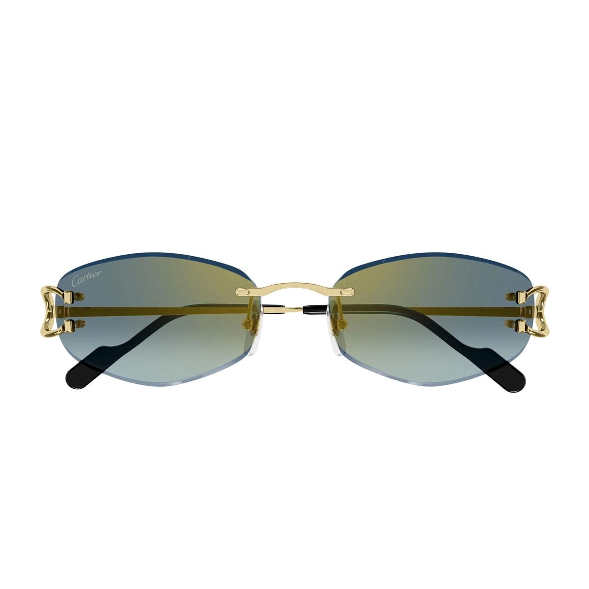cartier eyewear cartier ct0467s décor c classique 003 gold green sunglasses