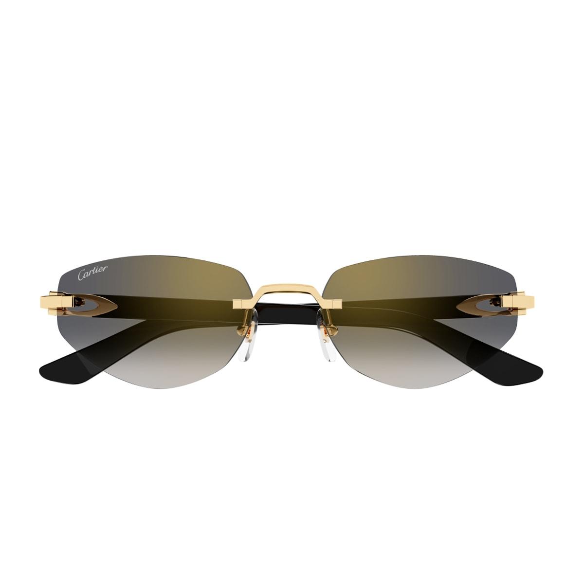 cartier eyewear cartier ct0580s décor c allongé de cartier 001 gold black grey sunglasses