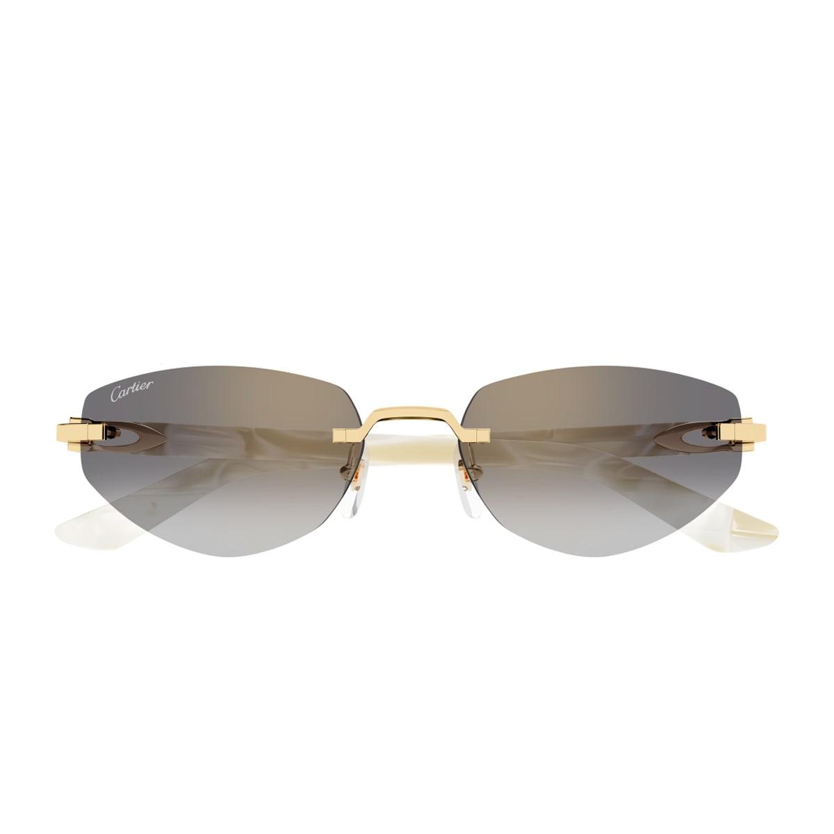 cartier eyewear cartier ct0580s décor c allongé de cartier 003 gold ivory grey sunglasses