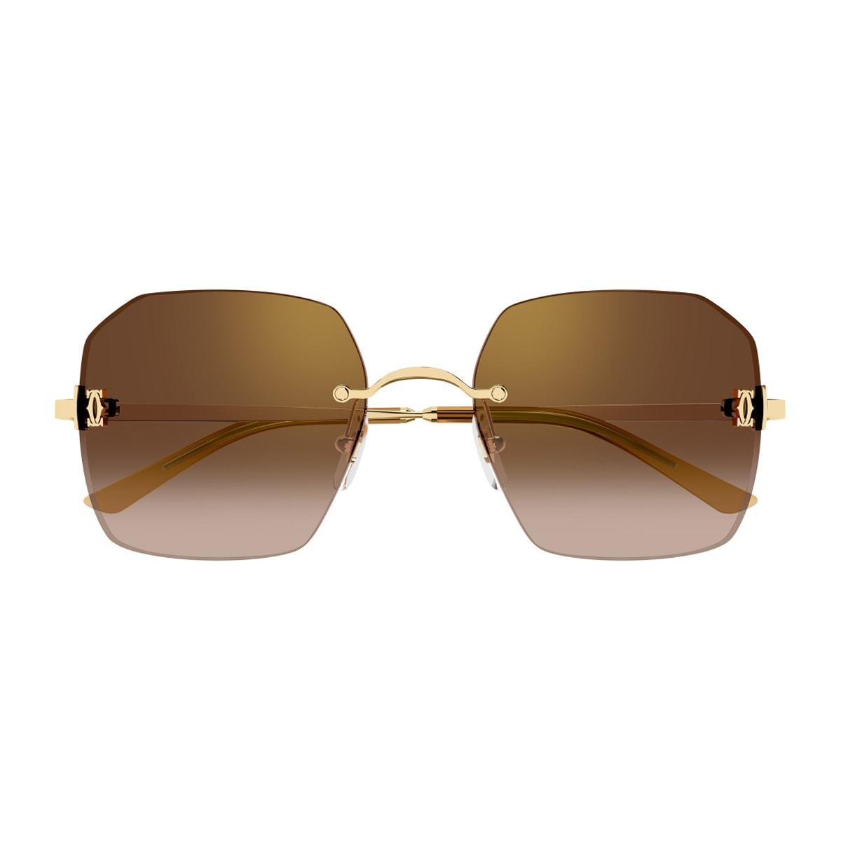 cartier eyewear cartier ct0591s c de cartier 002 gold brown sunglasses