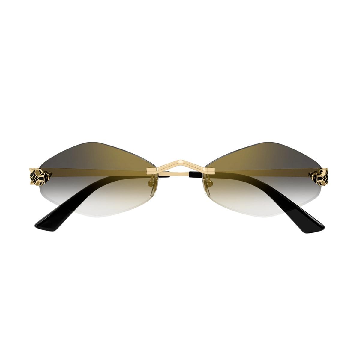 cartier eyewear ct0433s panthère de cartier 001 gold sunglasses