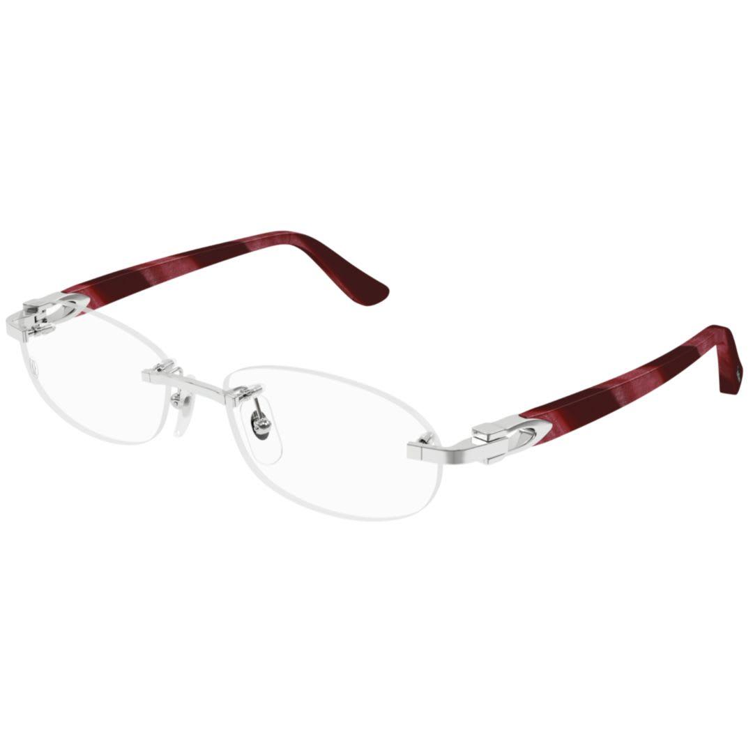 cartier eyewear ct0455oj-001silver-burgundy-transparent