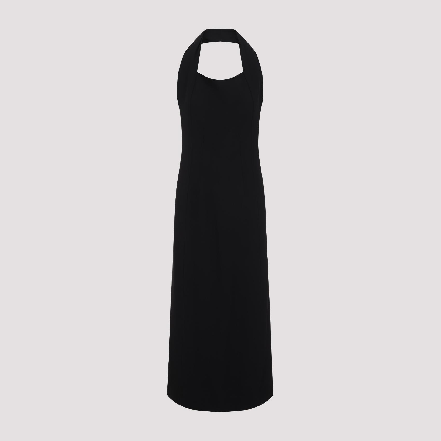 carven dr201 long dress black viscose - women