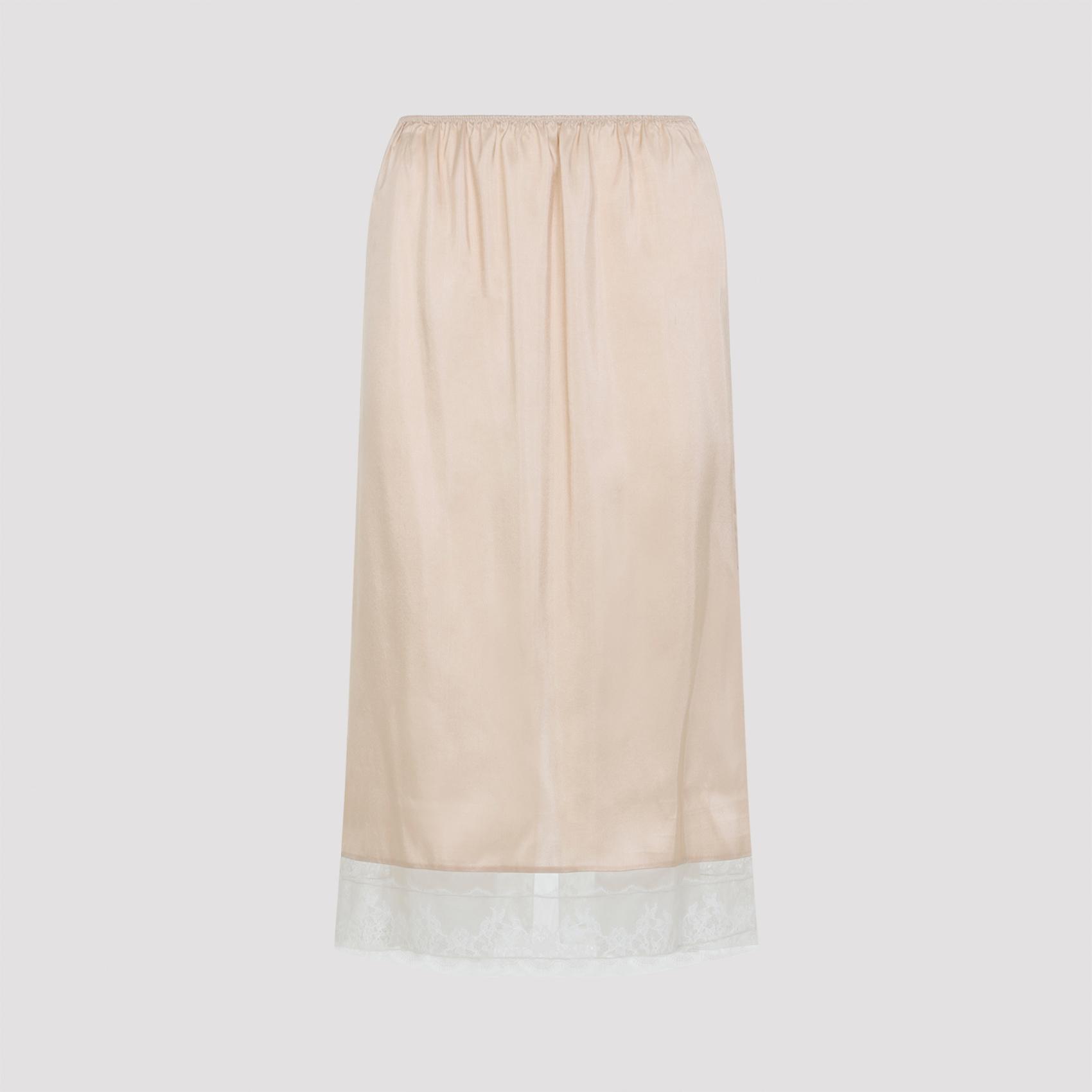carven pull on lace trim skirt nude & neutrals silk - women