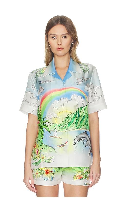 casablanca aloha shirt in baby blue,green.