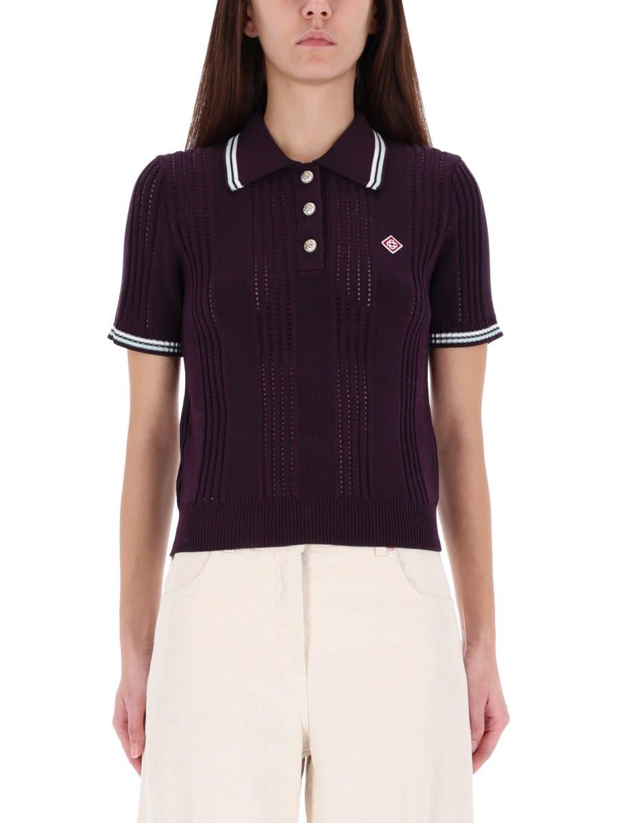 casablanca cotton knit polo shirt
