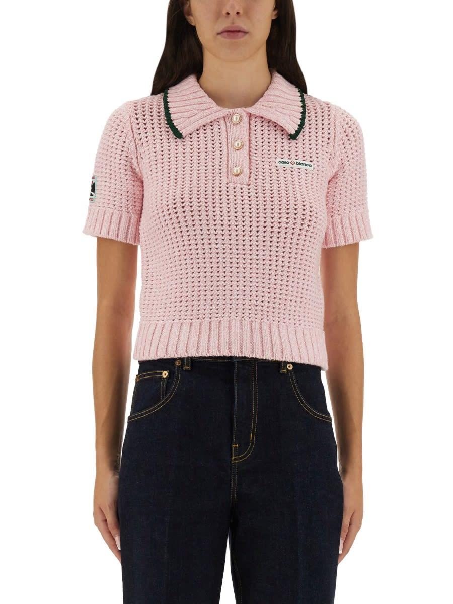 casablanca cotton mouliné polo shirt