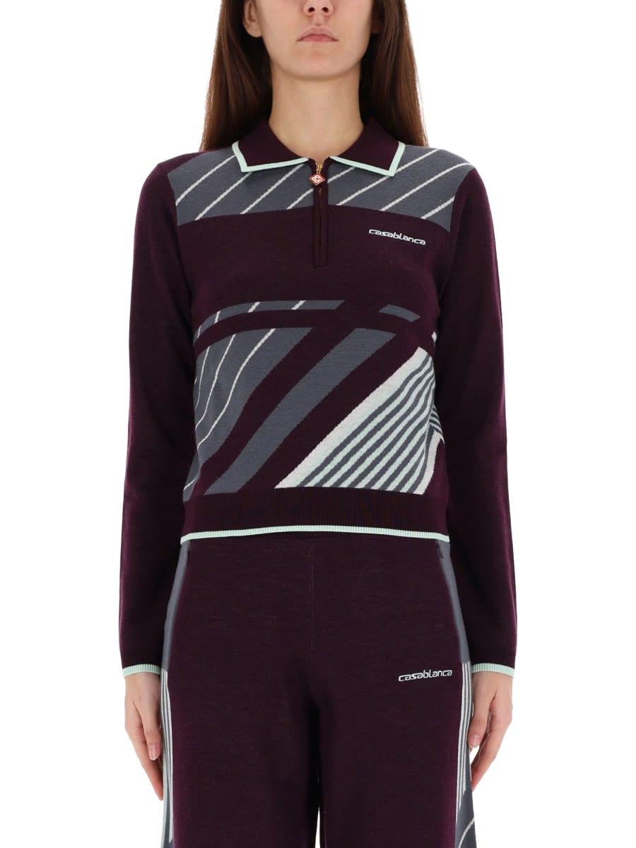 casablanca diagonal tennis polo shirt