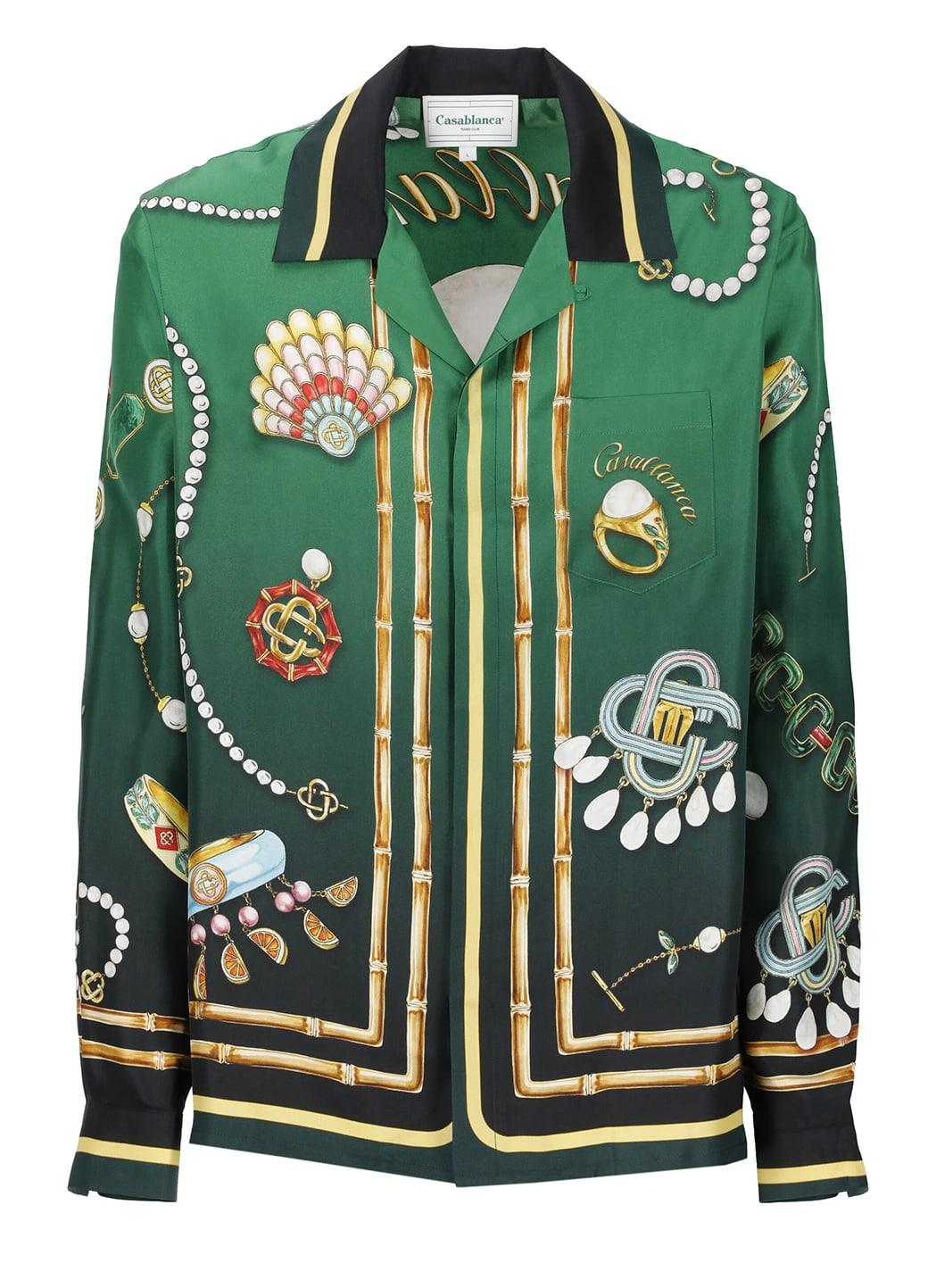 casablanca green silk shirt