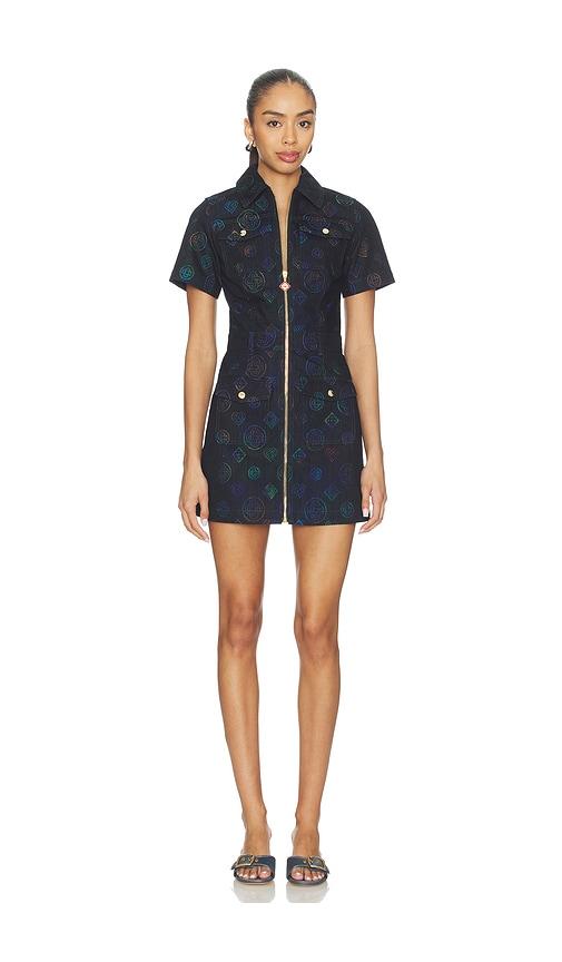 casablanca monogram denim dress in black.