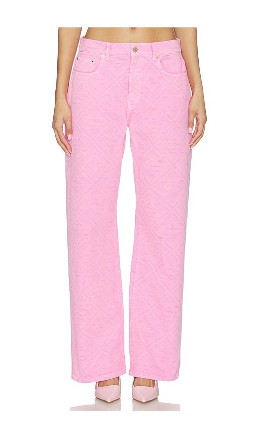 casablanca monogram denim jean in pink.