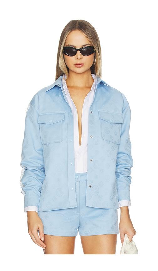 casablanca monogram oversized shirt in baby blue.