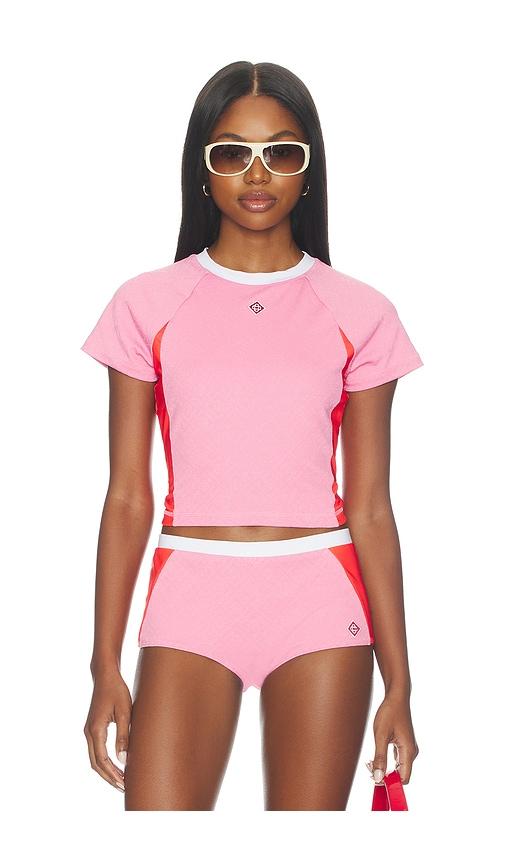 casablanca monogram rash top in pink.
