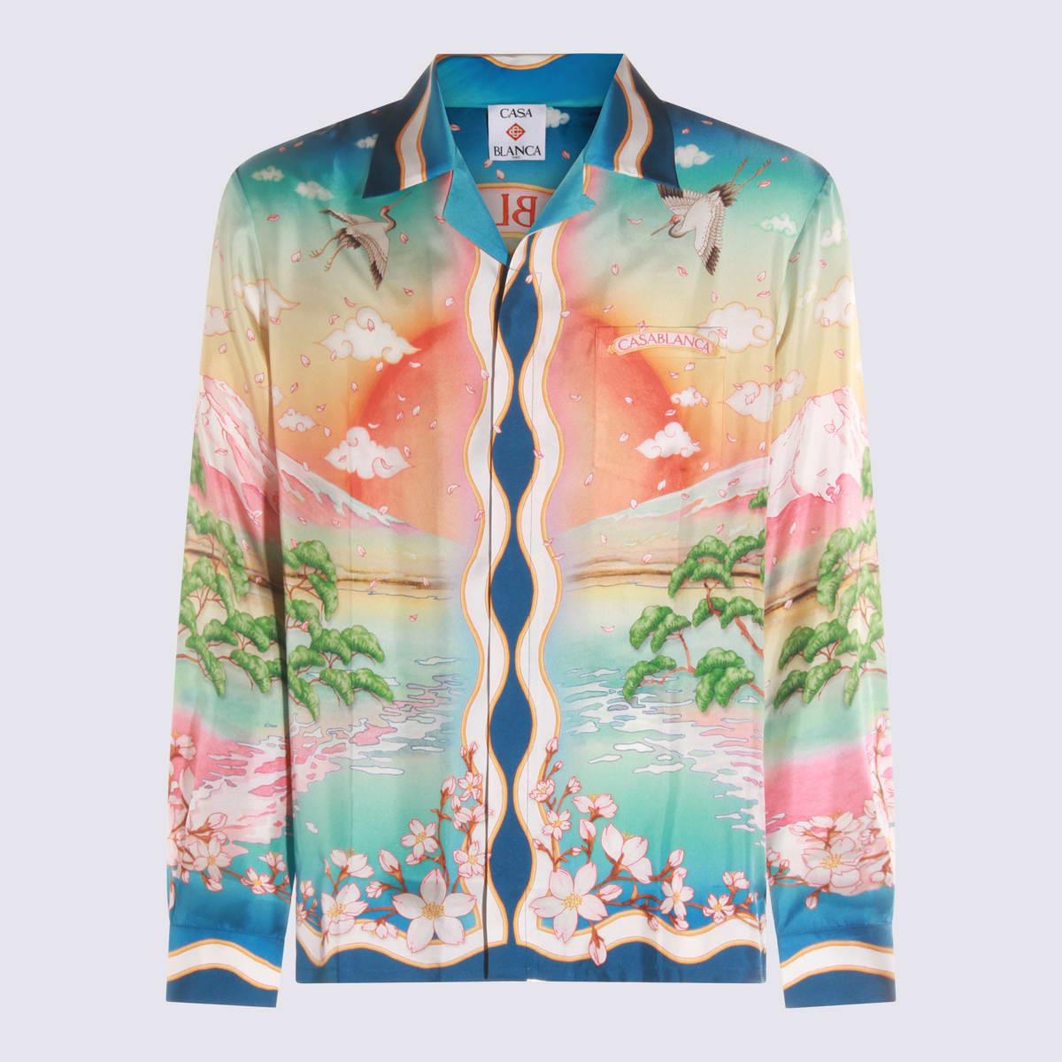 casablanca multicolor white silk shirt