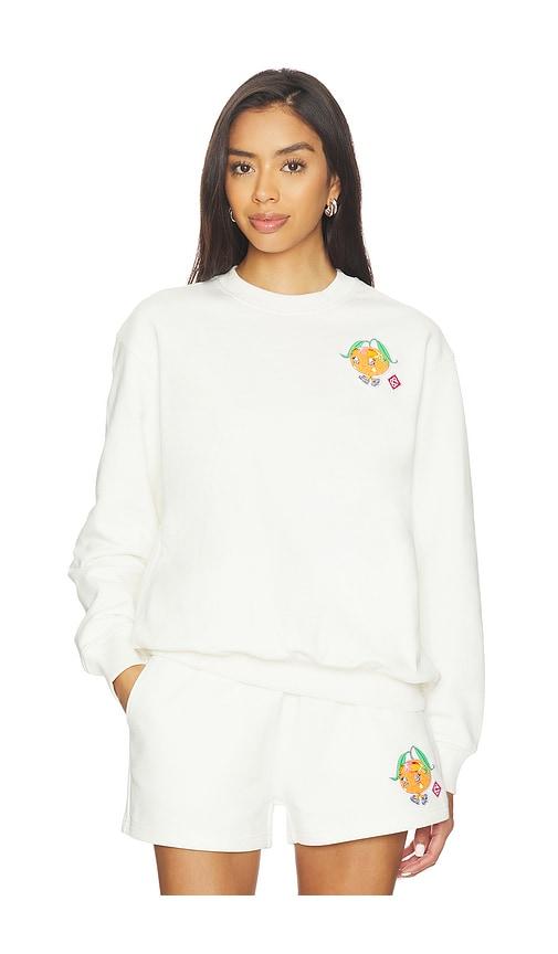 casablanca orange mascot patch sweatshirt in cream.