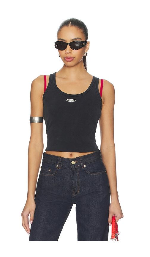 casablanca ribbed tank top in black.