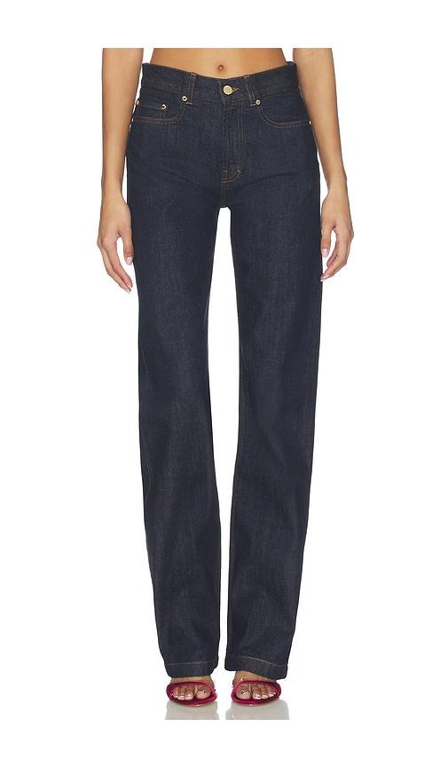casablanca selvedge embroidered laurel jean in navy.